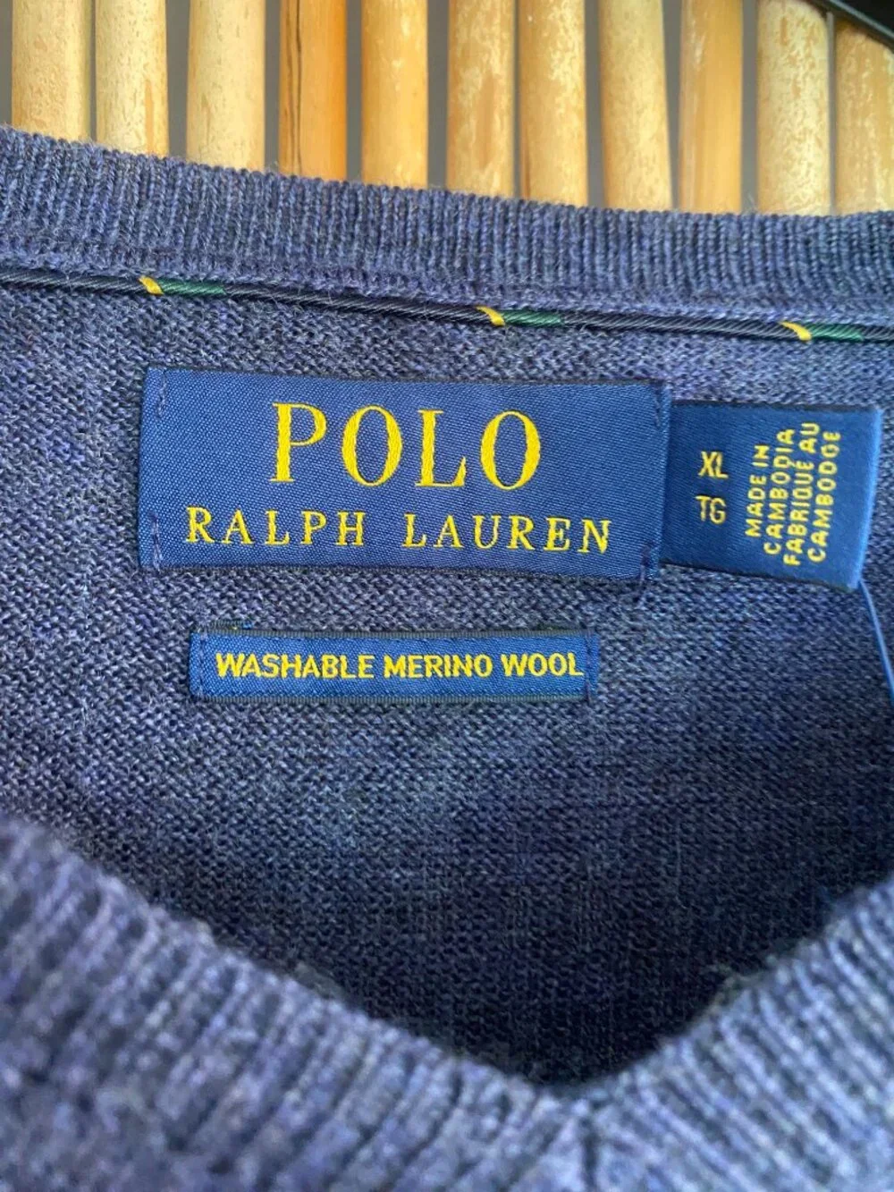 POLO Ralph Lauren Blue Merino Wool Sweater Size XL